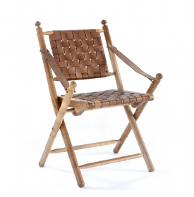 Scaun TUDOR din lemn si material textil  Scaun pliabil din piele BARRU