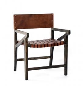 Scaun dining din lemn masiv  Scaun din piele REGIZOR