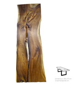 Masa Industriala - O, finisaj honey Masa dining - Blat din lemn masiv 319 cm
