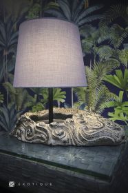 Lampa electrica din lemn cu abajur textil - L01 Veioza Dragon - GF-A022