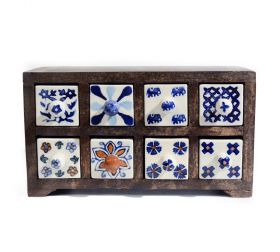 Dulapior pictat, 2 sertare ceramica - GPT18-GE857-2 Painted cabinet with 8 ceramic drawers - GPT15-XI1