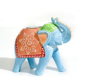 Suport lumanare Elefant, lemn pictat, handmade Eelephant candle holder