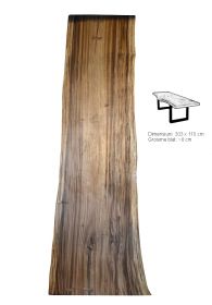 Masa Industriala - O, finisaj honey Masa dining - Blat din lemn masiv 303 cm
