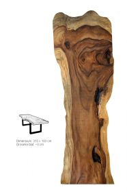 Masa Industriala - O, finisaj honey Solid wood dining table 315 cm