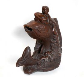 Statueta Peste si copil cu pepita prosperitatii Fish statuette 