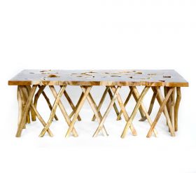 Masuta  TASYA-A din lemn de tec si metal  Solid wood and table